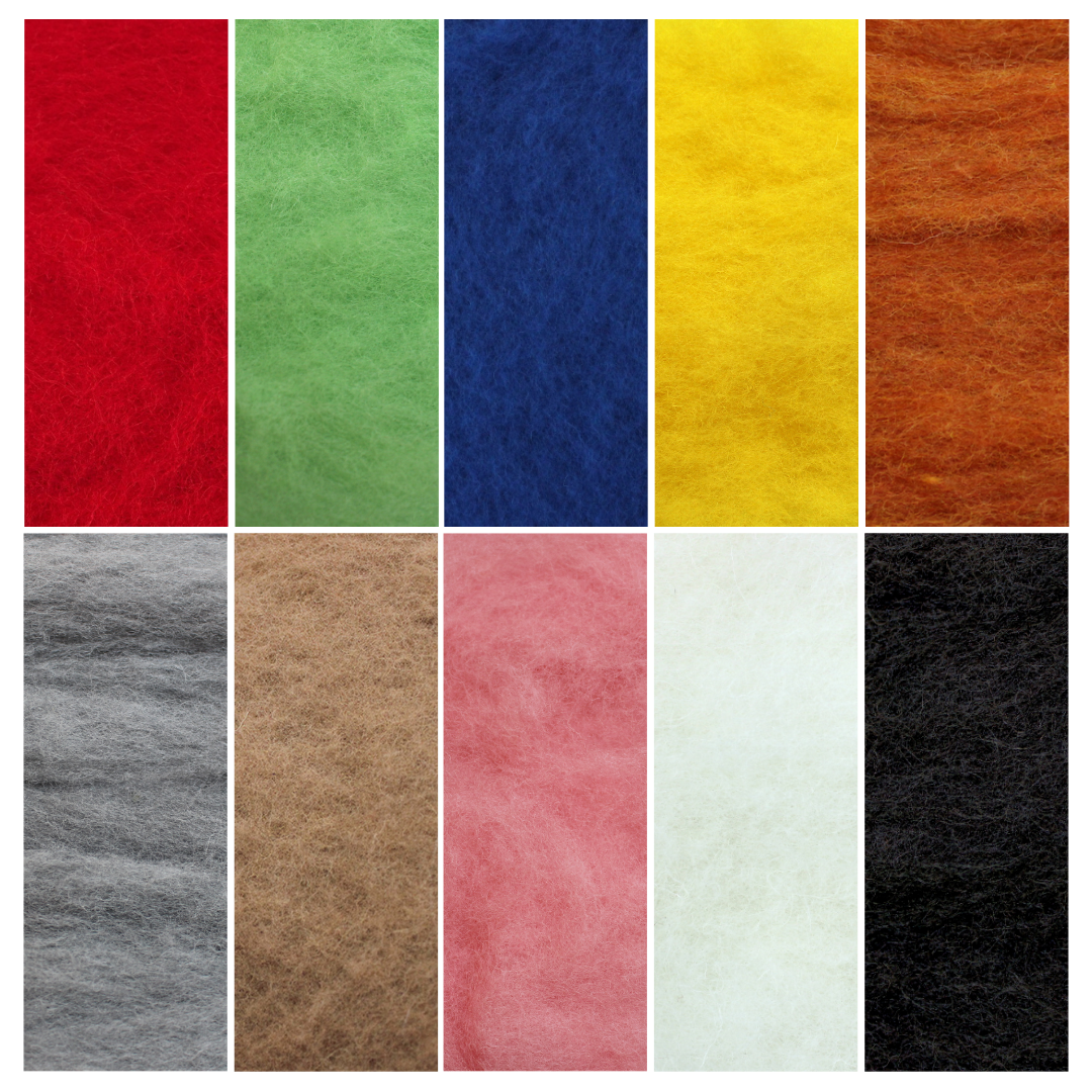 Garden Bird Wool Mix - 9 colours - carded wool total 90g