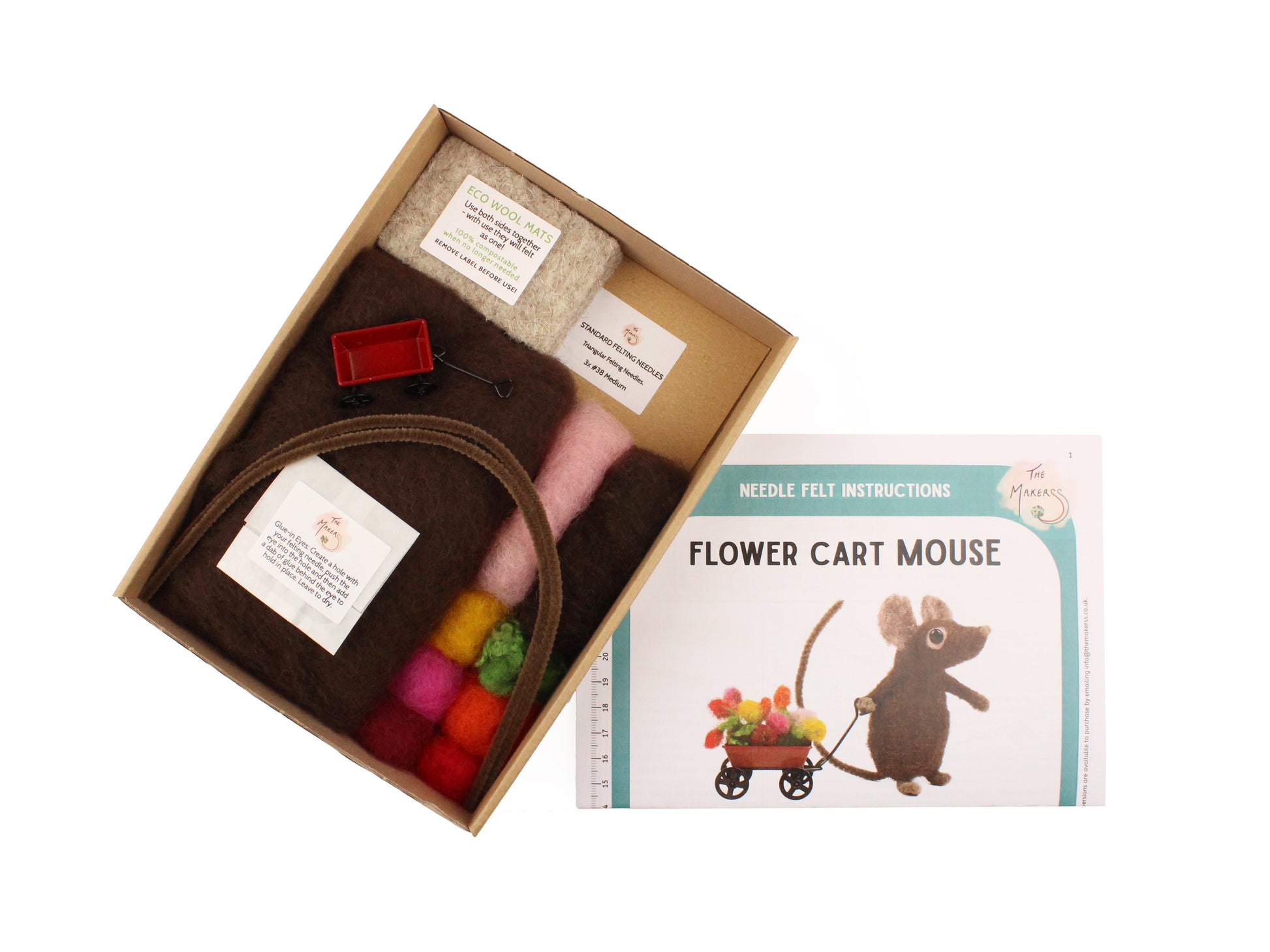 Flower Cart Mouse Small Needle Felt Kit - The Makerss