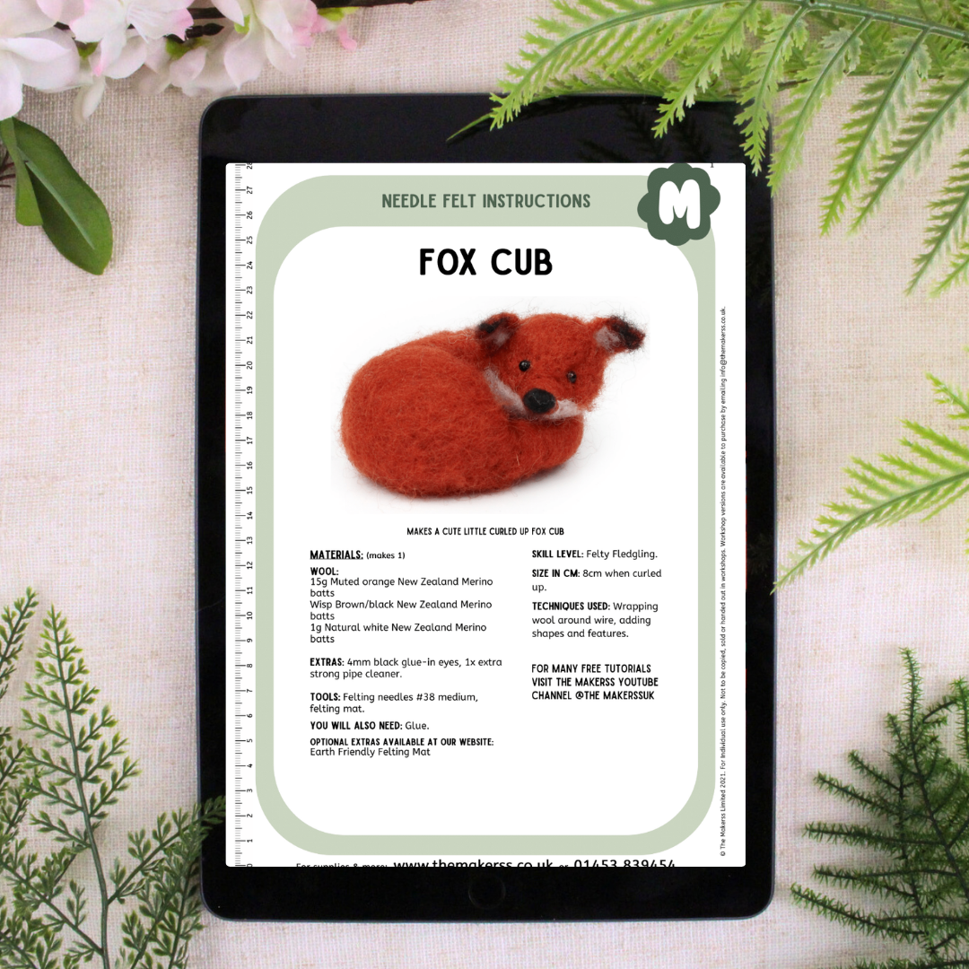 Fox Cub Small Needle Felt Kit - The Makerss