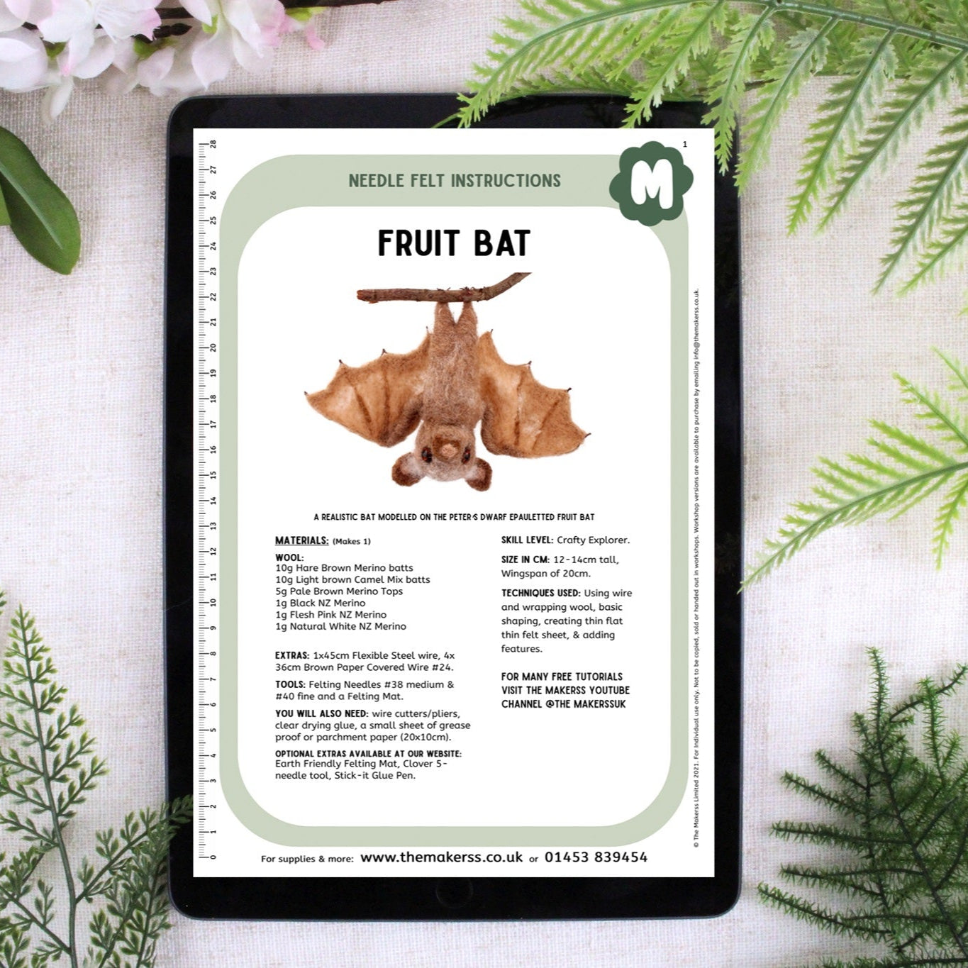 Fruit Bat Needle Felt Pack - with or without tools - The Makerss