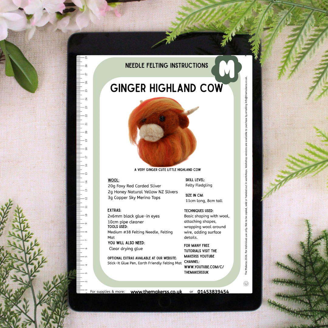 Ginger Highland Cow Small Needle Felt Kit - The Makerss