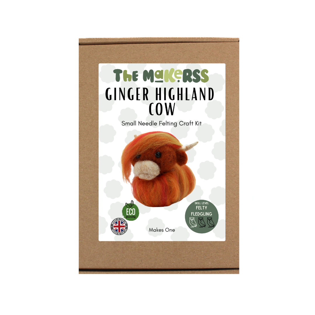 Ginger Highland Cow Small Needle Felt Kit - The Makerss