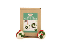 Holly and Mistletoe Bauble Small Needle Felt Kit - makes 2 - The Makerss