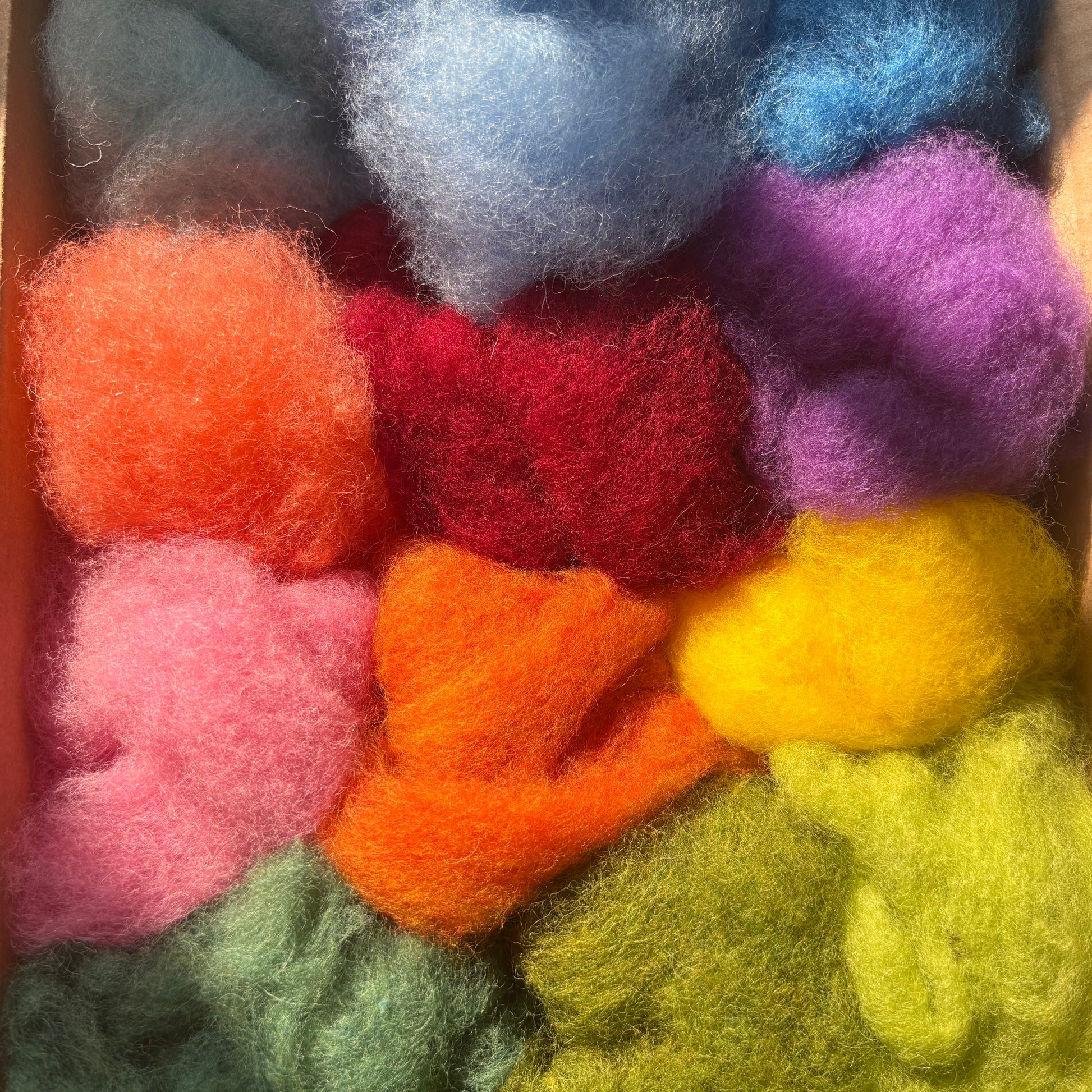 Woolly Wonder Box - 250g of felting wool in 12 different colours - The Makerss