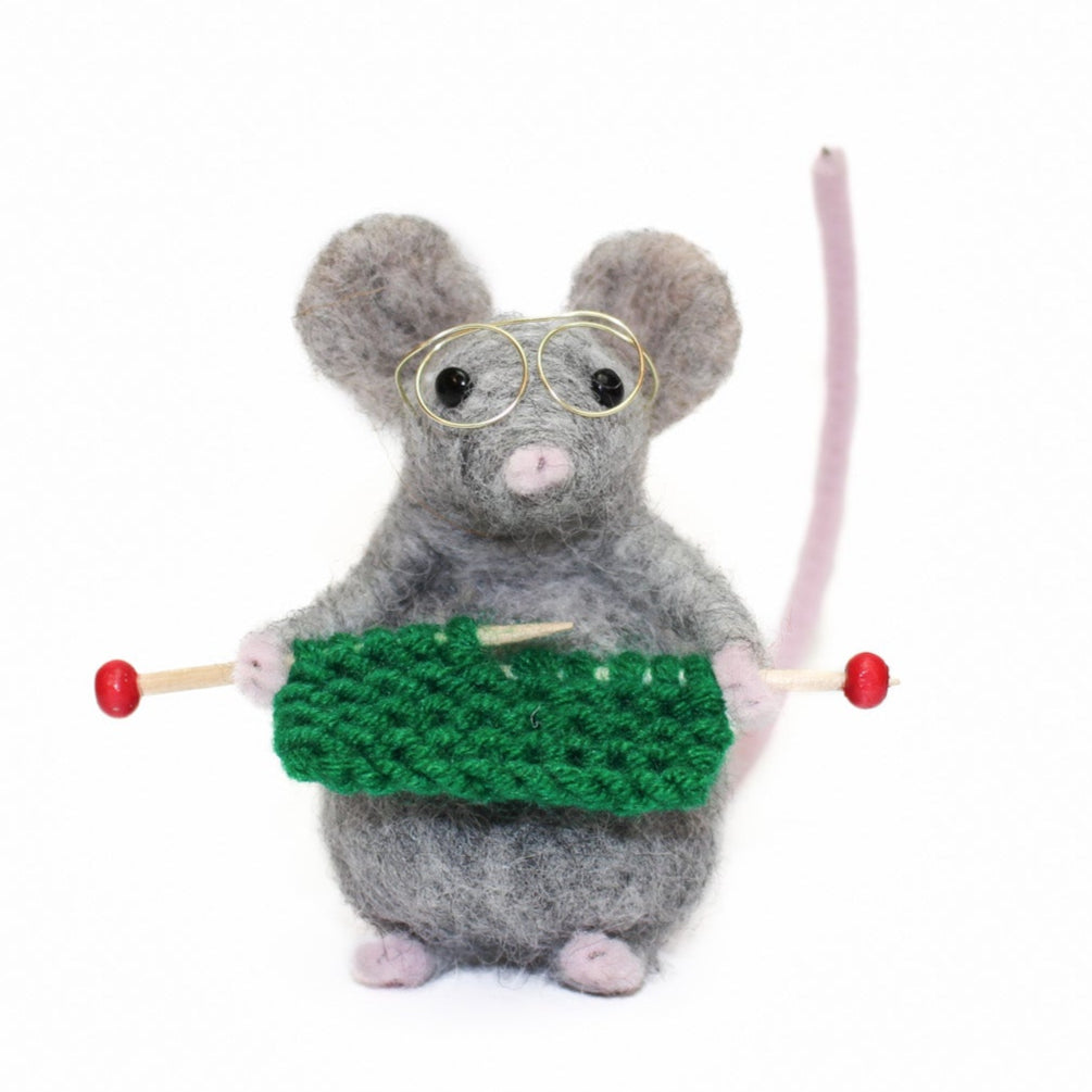 Special Edition Green Knitting Mouse Small Needle Felt Kit