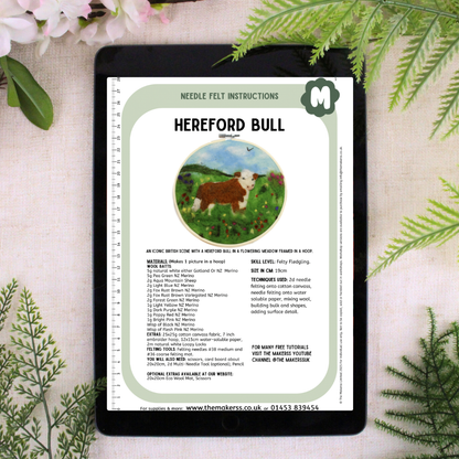 Hereford Bull Needle Felt Kit - The Makerss