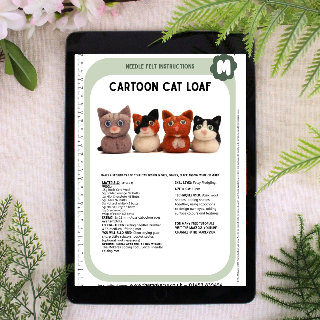 Cartoon Cat Loaf Needle Felt Small Kit - makes 1 - The Makerss