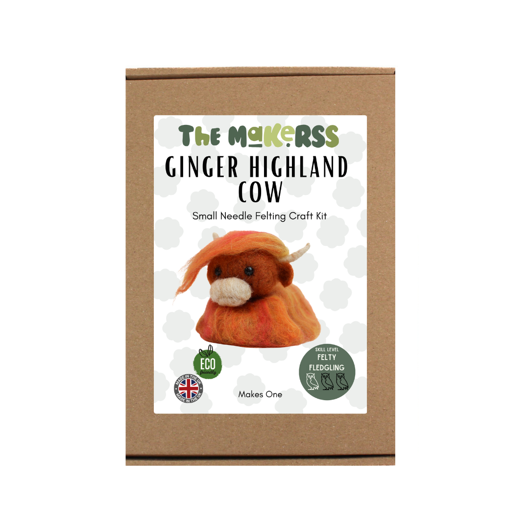 Ginger Highland Cow Small Needle Felt Kit - The Makerss