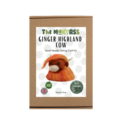 Ginger Highland Cow Small Needle Felt Kit - The Makerss