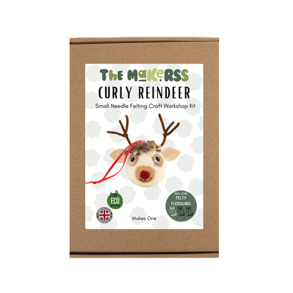 Curly Reindeer Bauble Small Needle Felt Kit - The Makerss