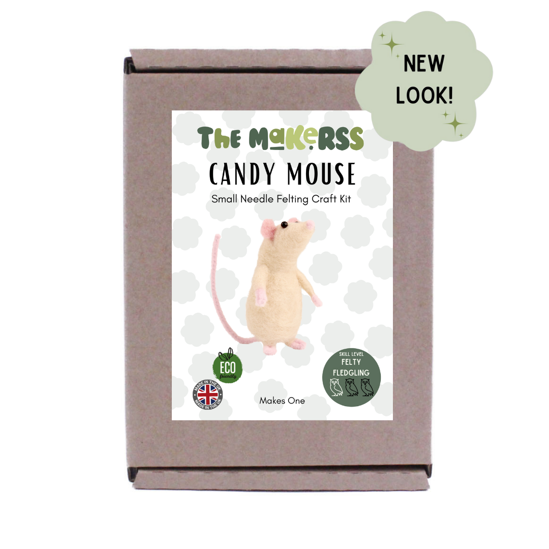 Cream Mouse Small Needle Felt Kit - ready for character accessories - The Makerss