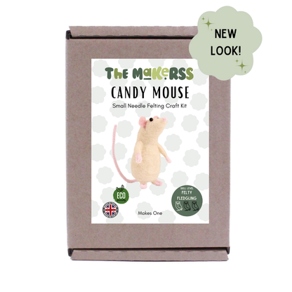 Cream Mouse Small Needle Felt Kit - ready for character accessories - The Makerss