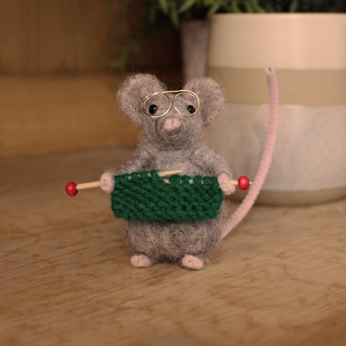 Special Edition Green Knitting Mouse Small Needle Felt Kit