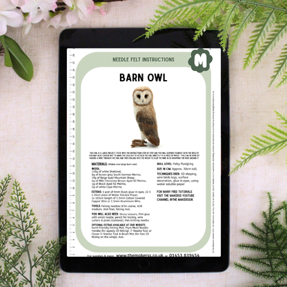 Large Barn Owl Needle Felt Pack - The Makerss