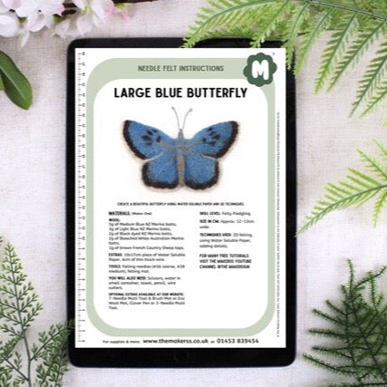 Large Blue Butterfly Small Needle Felt Kit - The Makerss