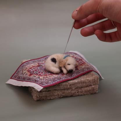 Little Dog on Rug Small Needle Felt Kit - The Makerss