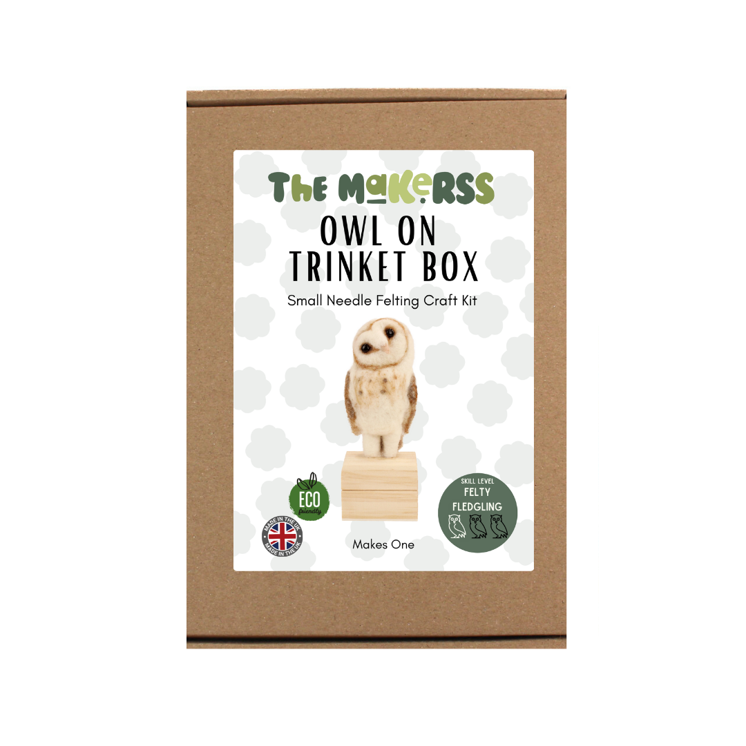 Owl on Trinket Box Small Needle Felt Kit - The Makerss