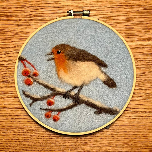 Winter Robin in a hoop Needle Felting Workshop with Artist Agnese Davies Saturday 31st January 2026 - The Makerss