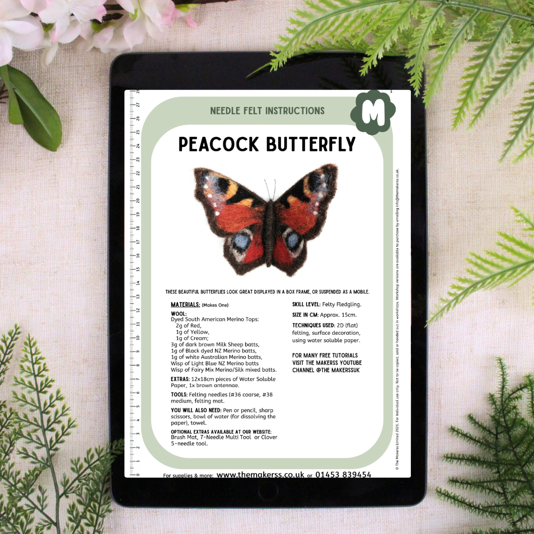 Peacock Butterfly Small Needle Felt Kit - The Makerss