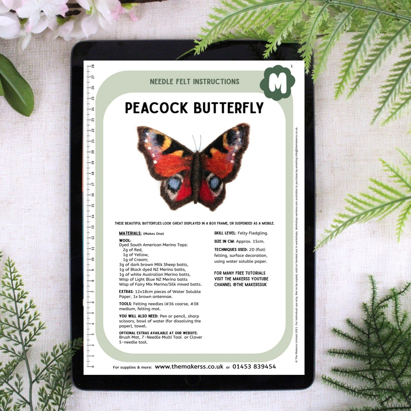 Peacock Butterfly Small Needle Felt Kit - The Makerss