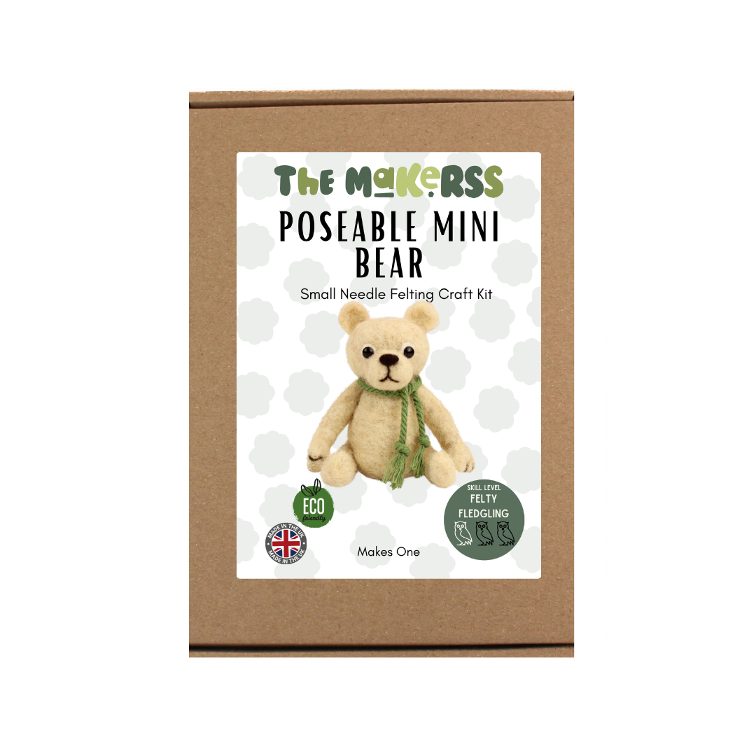 Poseable Mini Bear Small Needle Felt Kit - The Makerss