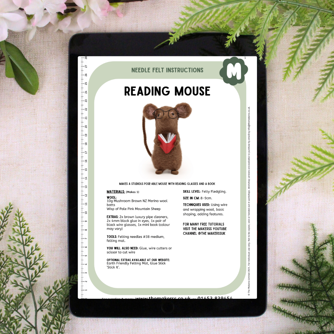Reading Mouse Needle Felt Kit - The Makerss