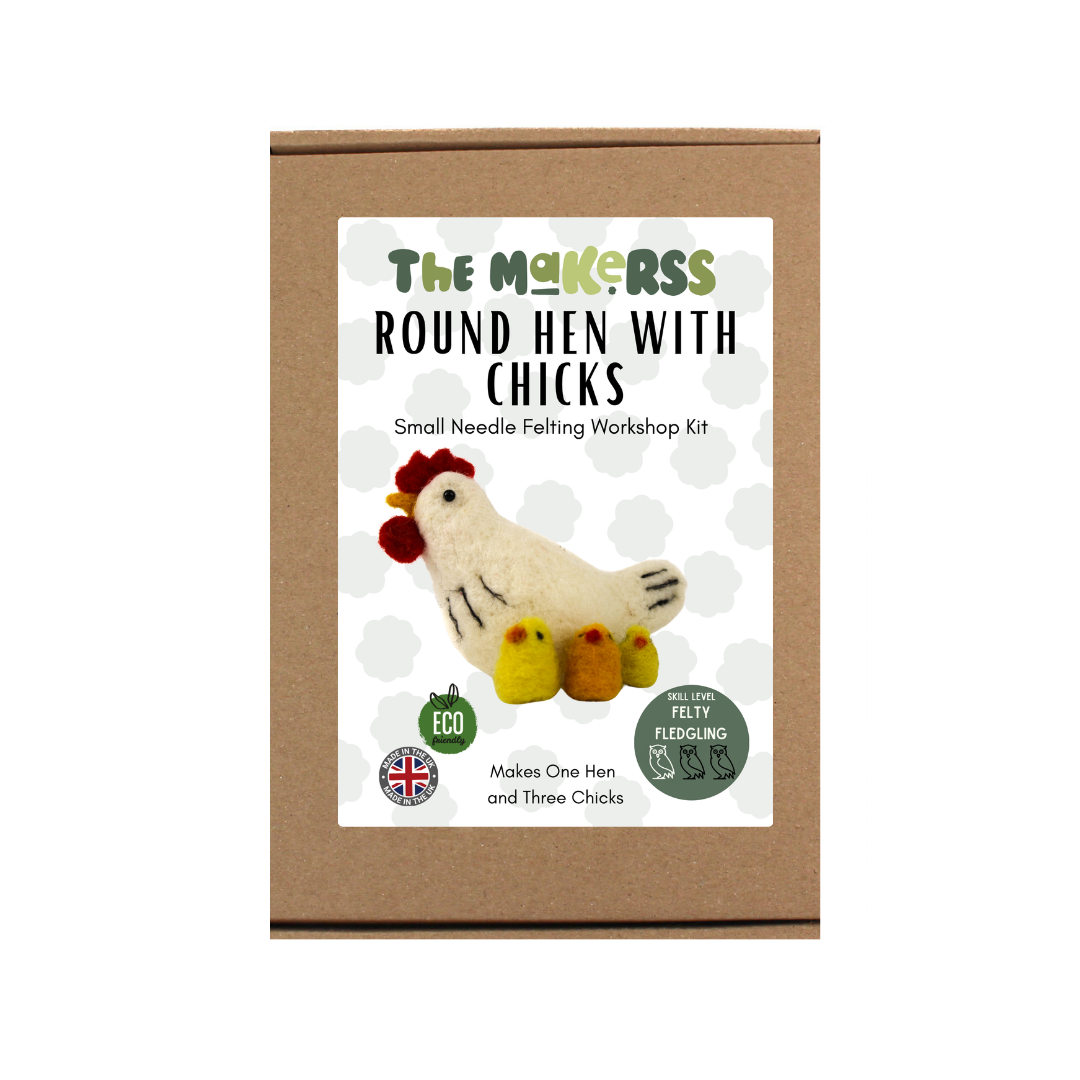 Round Hen with Chicks Small Needle Felt Kit - The Makerss