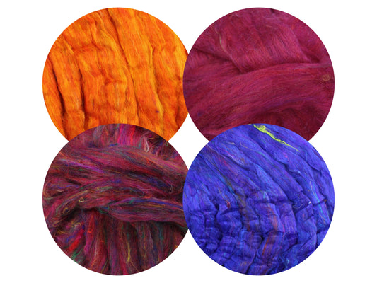 Carded Sari Silk Tops 25g - various options available - The Makerss