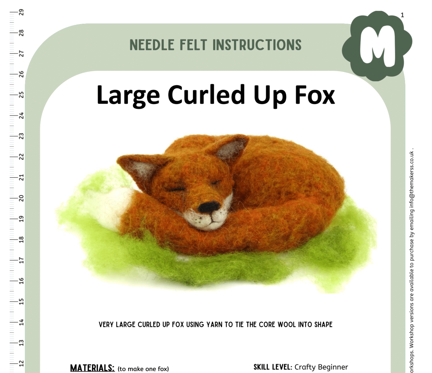 Large Curled Up Fox Instructions PDF - The Makerss