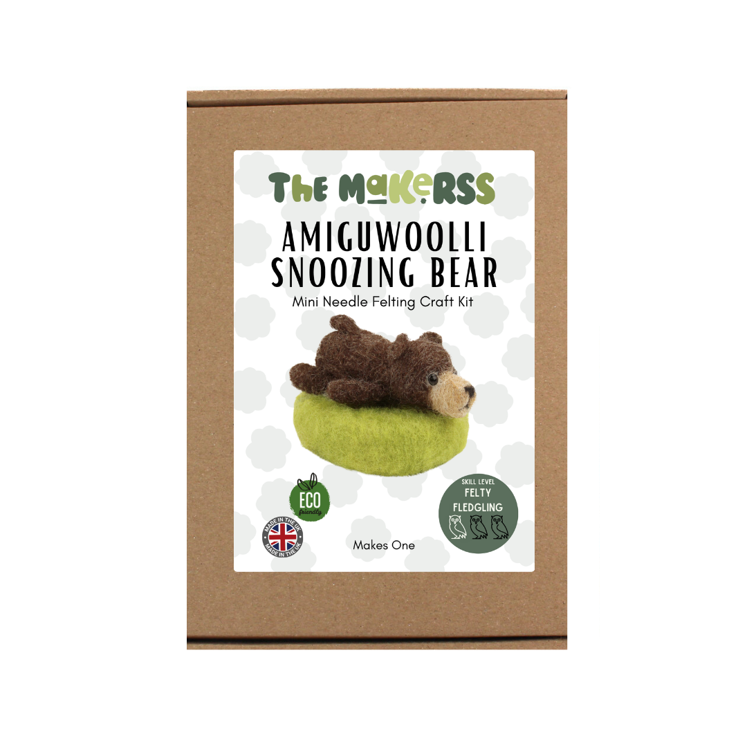 Snoozing Bear Amiguwoolli Mini Needle Felt Kit - The Makerss