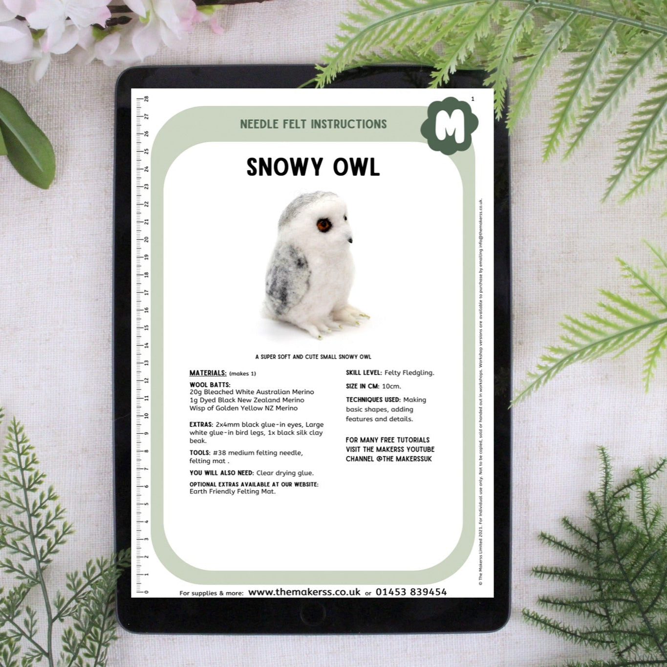 Snowy Owl Small Needle Felt Kit - The Makerss