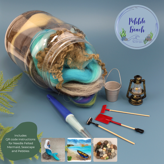 Pebble Beach- Wool Mix in Sweetie Jar with instructions, tools and accessories - The Makerss