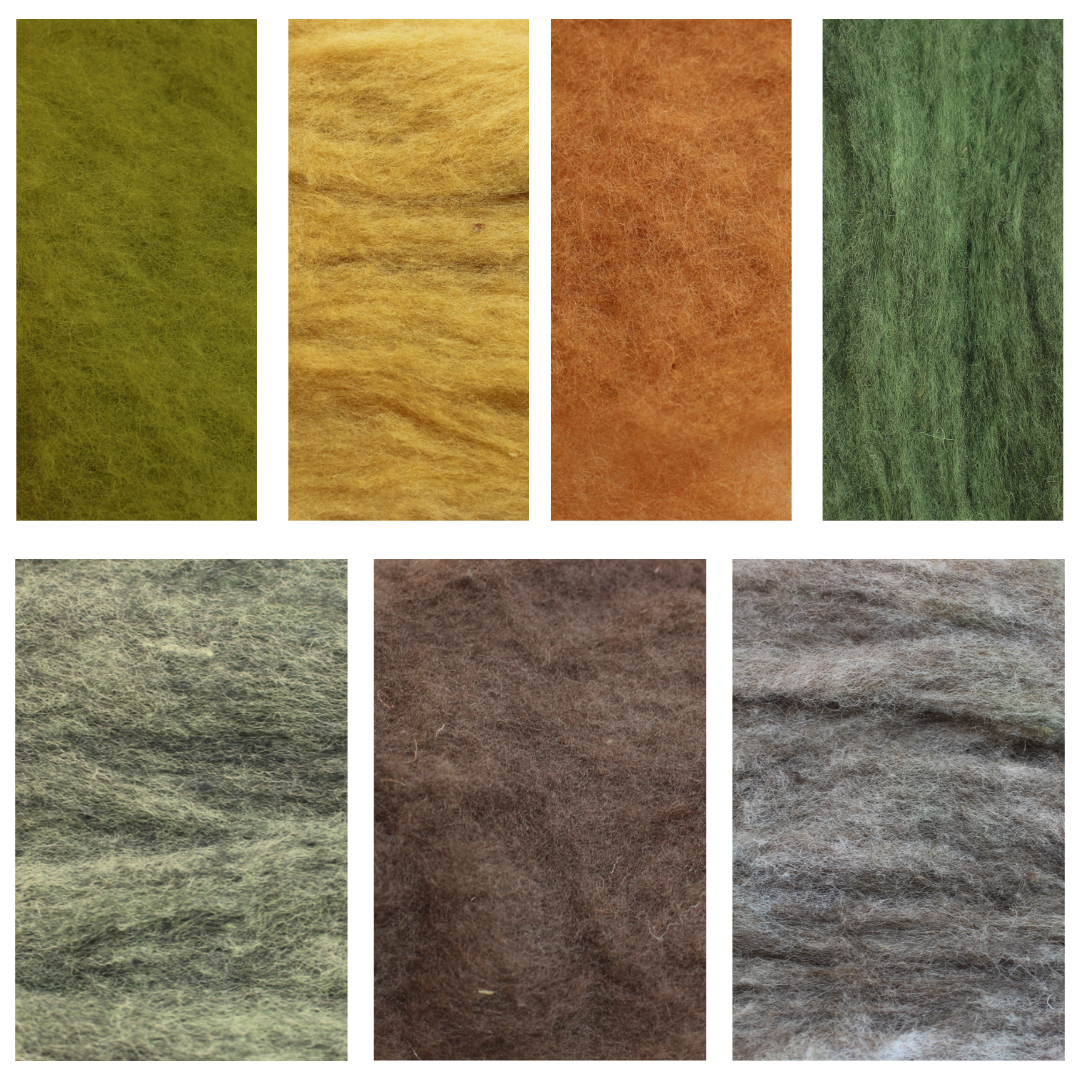 Countryside Wool Mix - 7 colours x 15g - carded wool total 105g