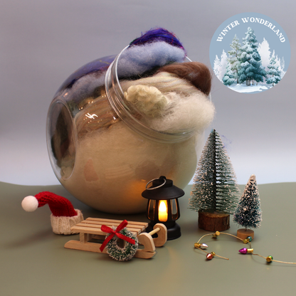 Winter Wonderland - Wool Mix and accessories in a large round Sweetie Jar