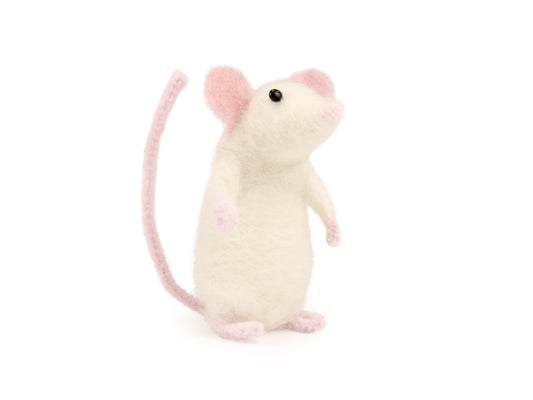 White Mouse Small Needle Felt Kit - ready for character accessories - The Makerss