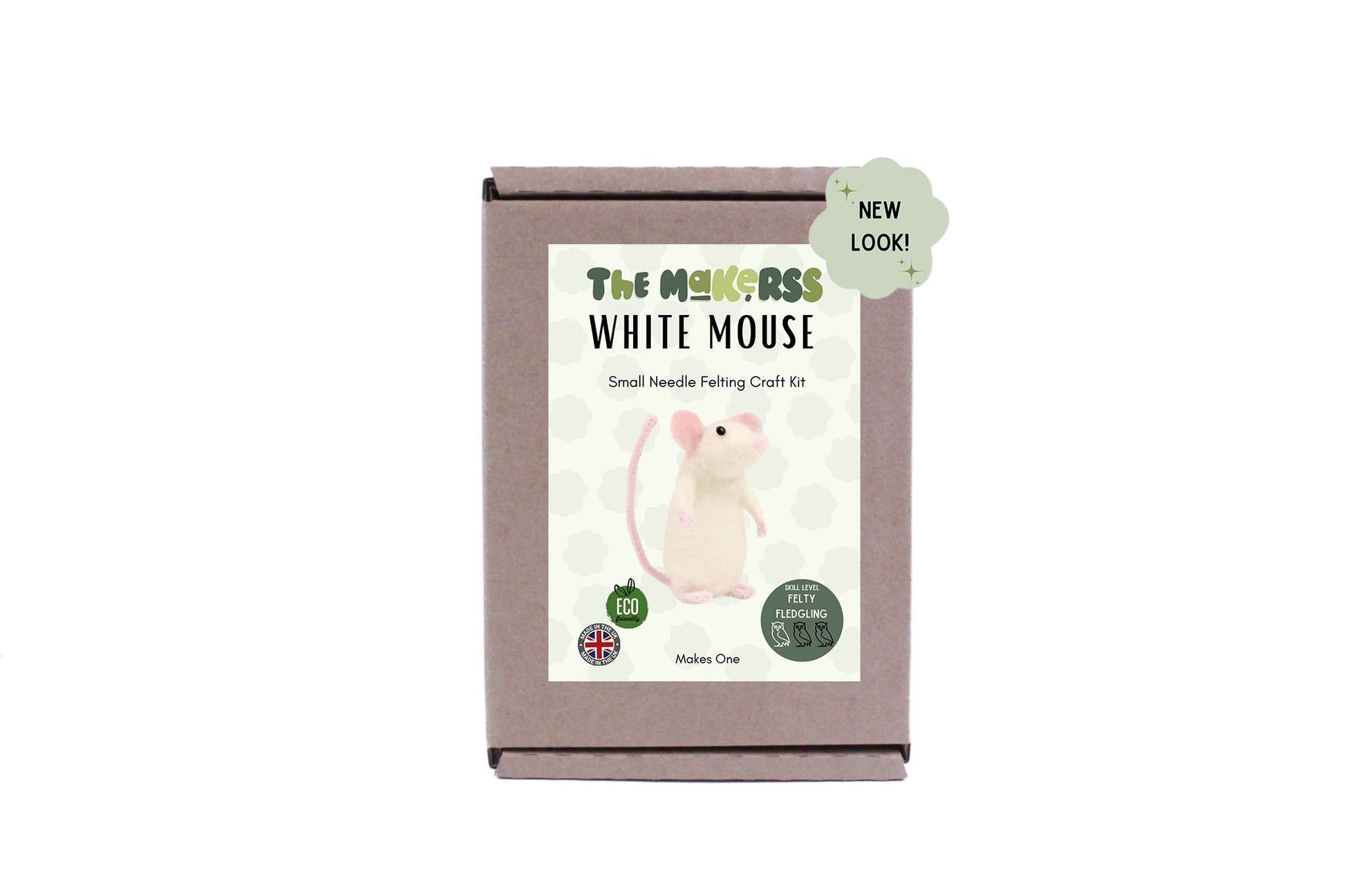 White Mouse Small Needle Felt Kit - ready for character accessories - The Makerss