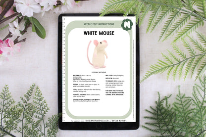 White Mouse Small Needle Felt Kit - ready for character accessories - The Makerss