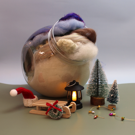Winter Wonderland - Wool Mix and accessories in a large round Sweetie Jar - The Makerss