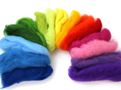 Rainbow Mix x 15 colours - Merino and Mountain Sheep Batts 150g - The Makerss