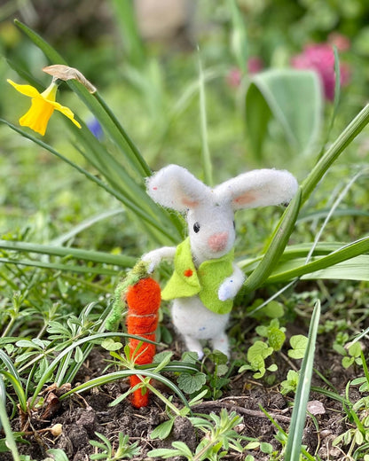Poseable Bunny With Carrot Small Needle Felt Kit - The Makerss