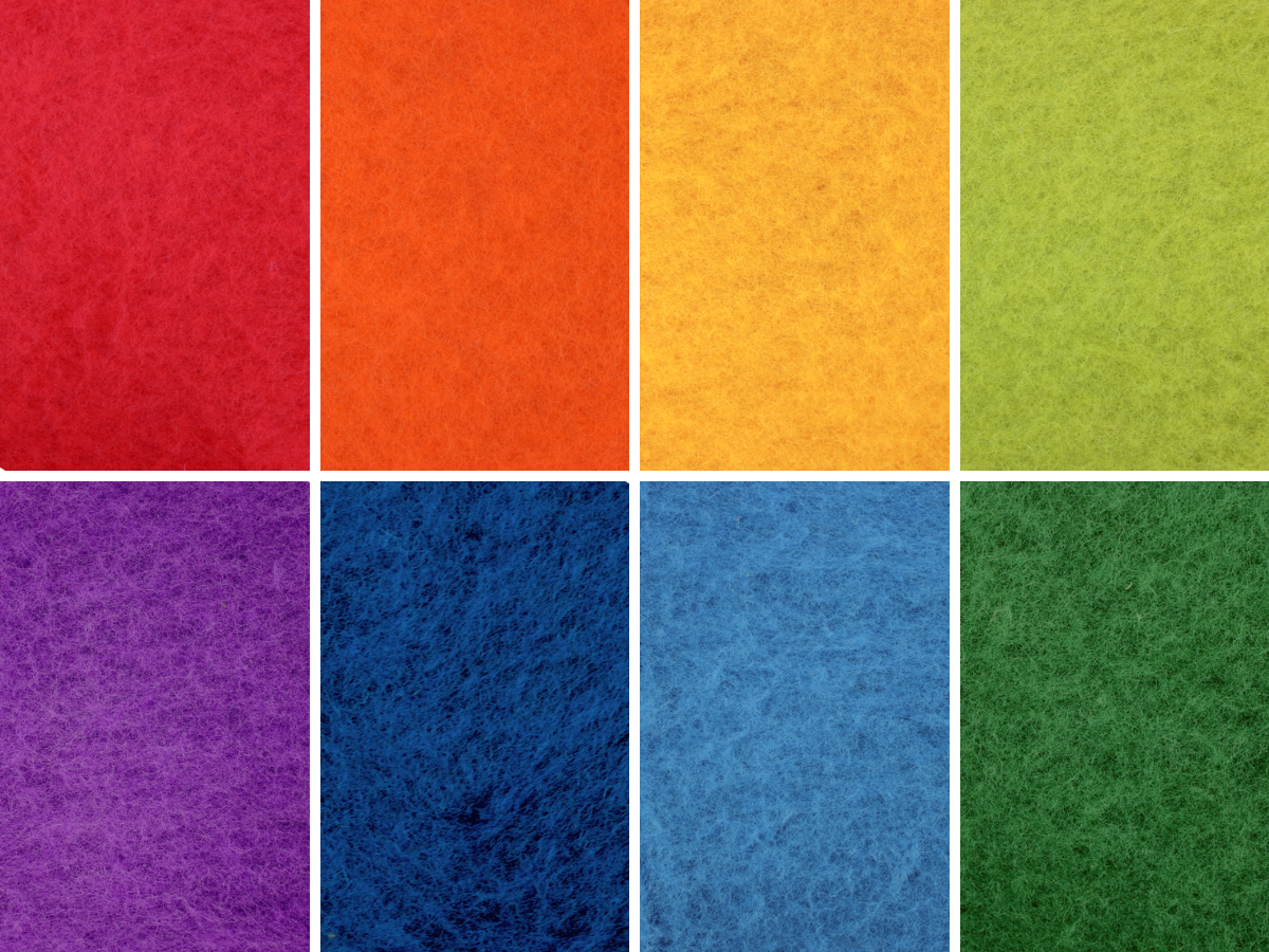 Rainbow Mix x 8 colours - New Zealand Merino & Mountain Sheep dyed wool batts, 80g - The Makerss